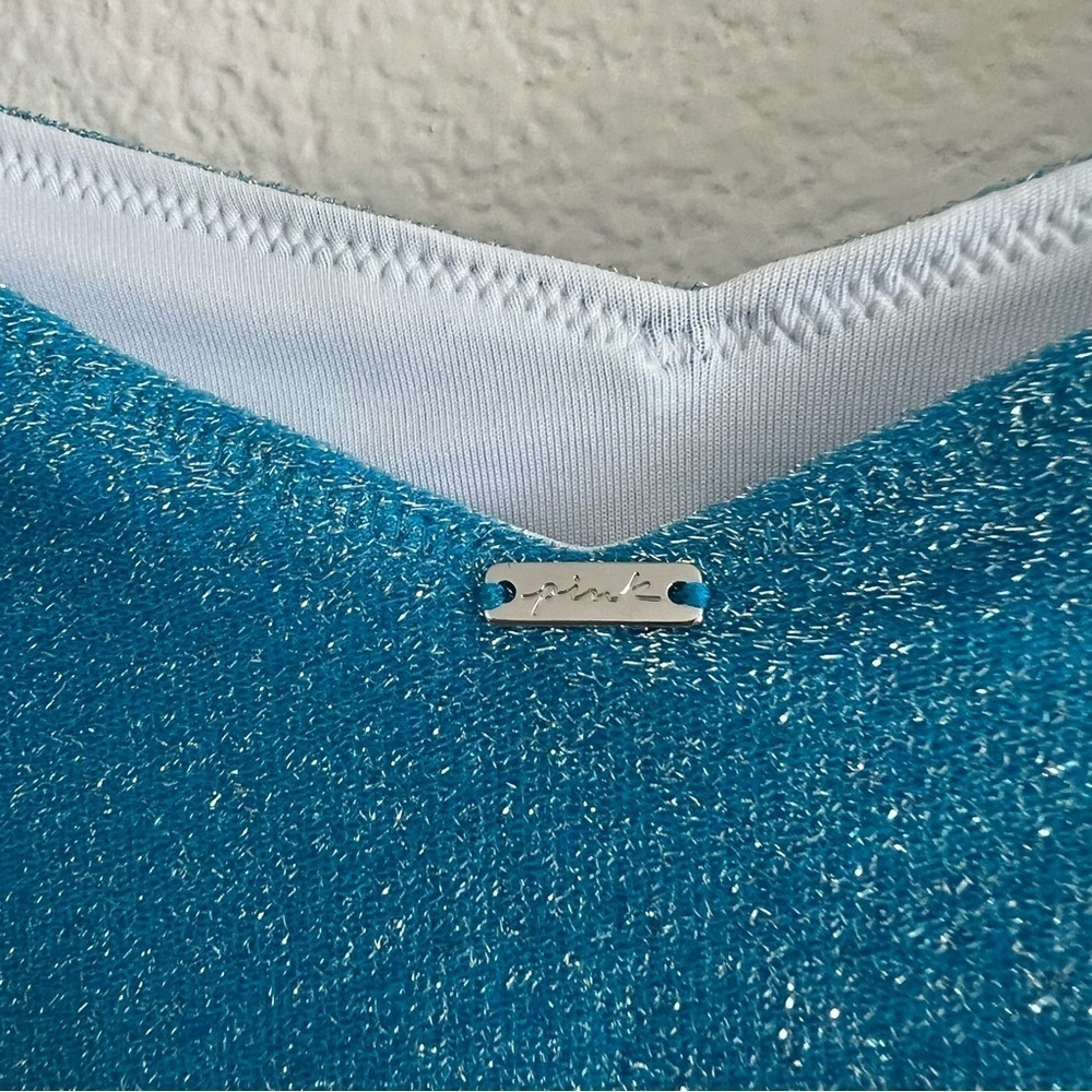 PINK VS NWT Blue Sparkle Bikini Bottom S - Picture 5 of 7